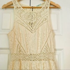 Urban Outfitters Off White Lace Mini Dress, M